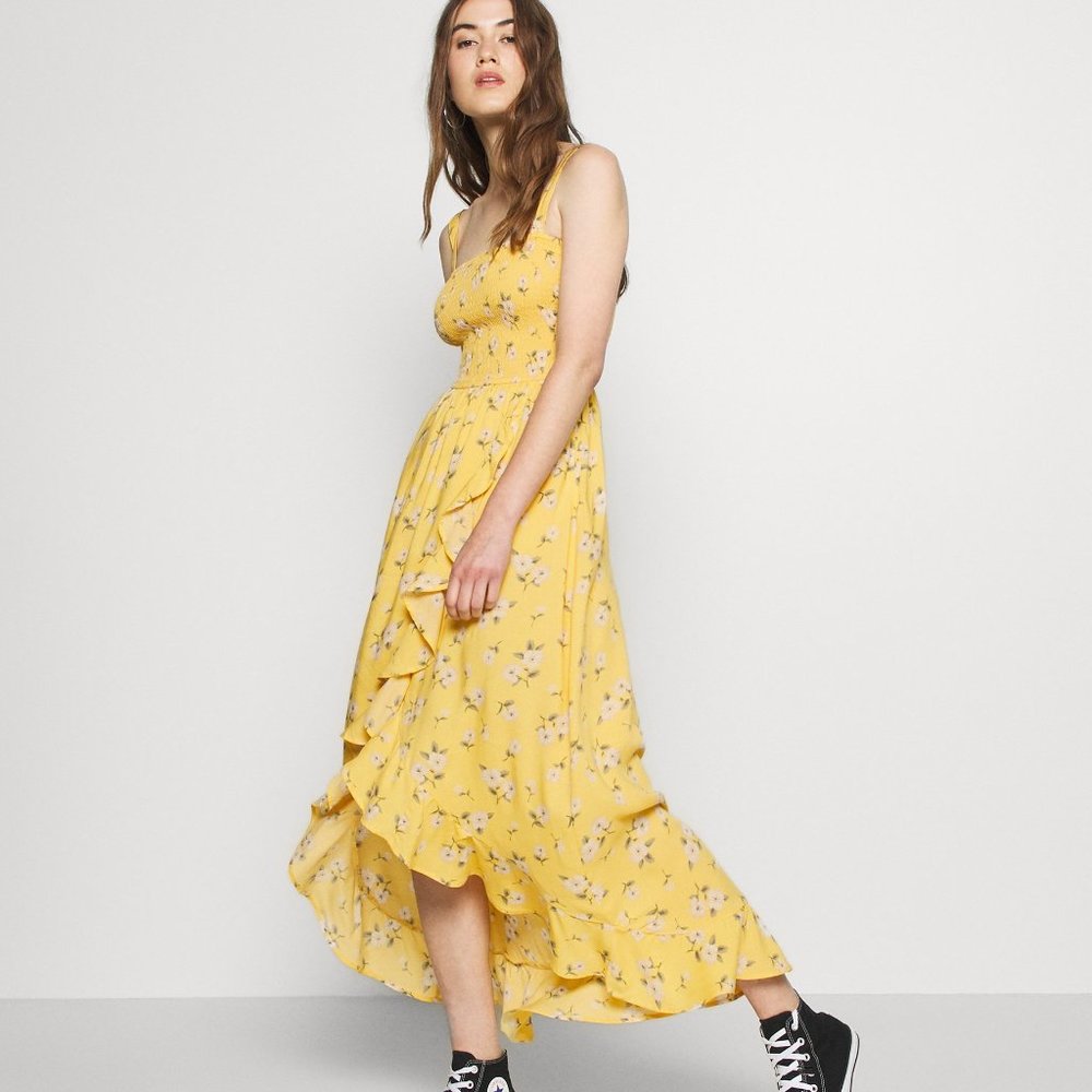 Hollister HI-LOW SMOCKED MIDI Dress XS